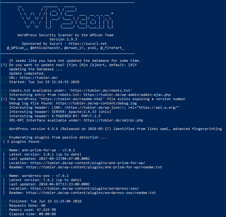 wpscan - wordpress security scanner