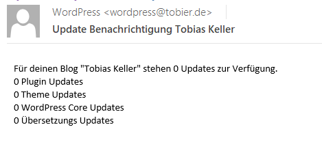 WordPress Update Benachrichtung E-Mail